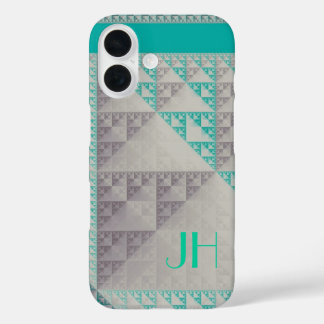 Funda iPhone 16 Patrones geométricos y monograma Personalizado