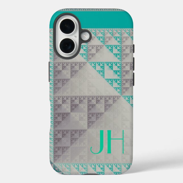 Funda iPhone 16 Patrones geométricos y monograma Personalizado (Reverso )