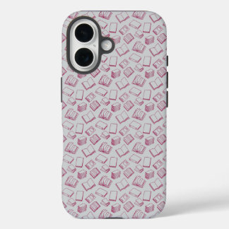 Funda iPhone 16 Pattern of Books in Dark Red