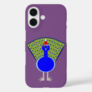 Funda iPhone 16 Pavo real divertido de Navidad