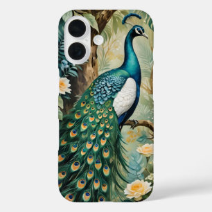 Funda iPhone 16 Pavo real floral paisley acuarela