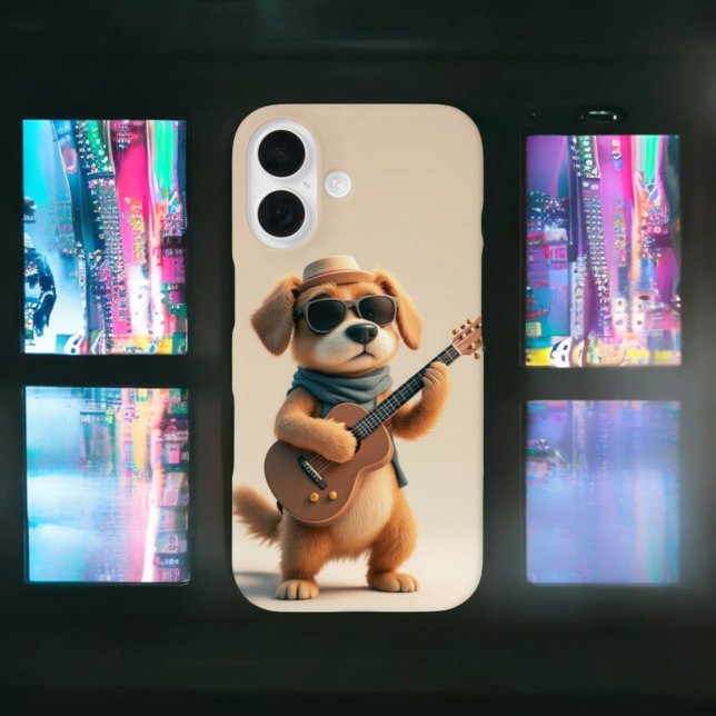 Funda iPhone 16 Paws de poda: Guitarra Perro Adorable (Subido por el creador)