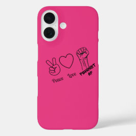 Funda iPhone 16 Paz, amor, AF feminista