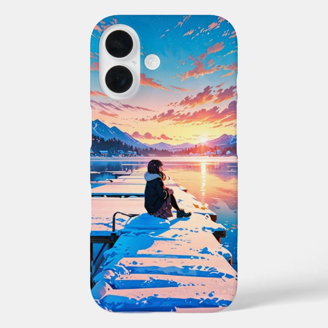 Funda iPhone 16 Paz en Lakeside Invierno (Reverso )
