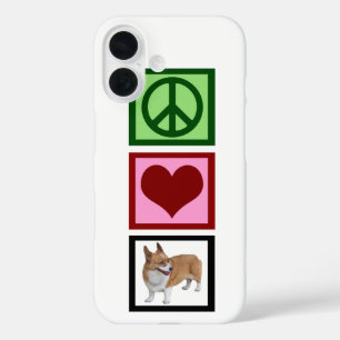 Funda iPhone 16 Peace Love Corgis