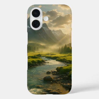 Funda iPhone 16 Peaceful Mountain River Landscape iPhone Case