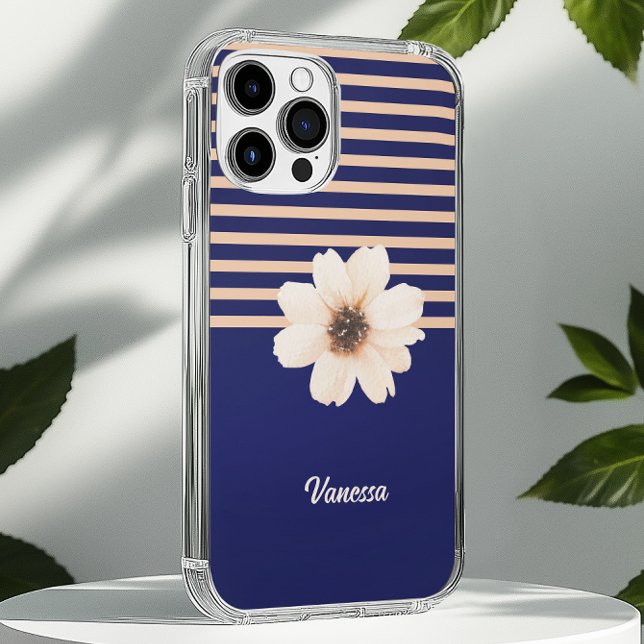 Funda iPhone 16 Peach floral azul floral moderna (Subido por el creador)