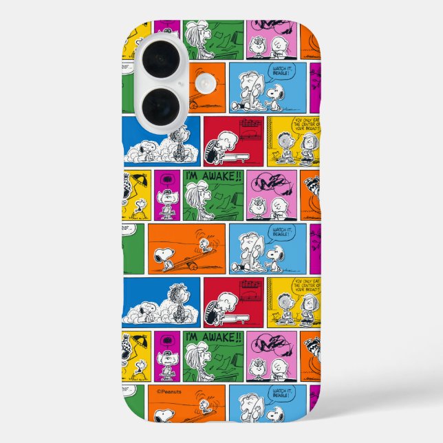 Funda iPhone 16 PEANUTS | Patrón de historietas clásico (Reverso )
