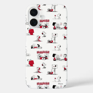 Funda iPhone 16 PEANUTS   Patrón rojo y negro