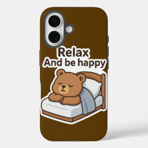 Funda iPhone 16 Pegatina de oso somnoliento