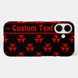 Funda iPhone 16 Peligro rojo con Personalizado de teléfono de text