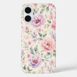 Funda iPhone 16 Peonía floral de acuarela suave