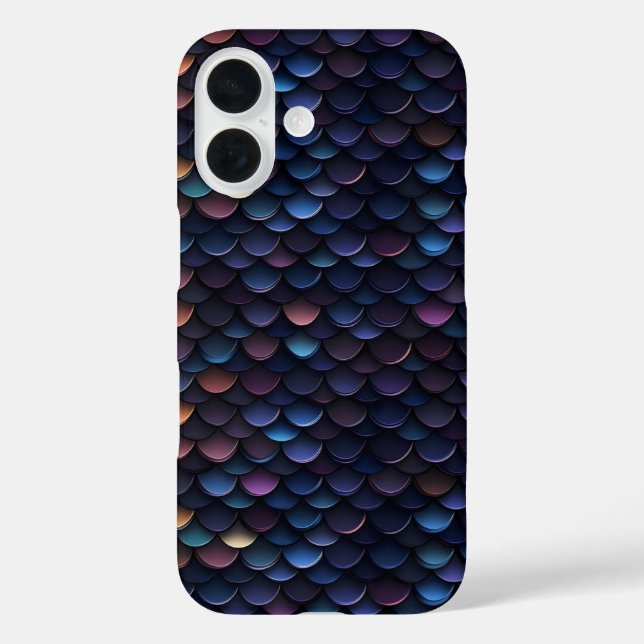 Funda iPhone 16 Pequeñas escalas moradas oscuras (Reverso )