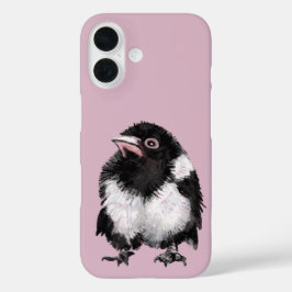 Funda iPhone 16 Pequeño fondo negro y blanco de color rosa magta