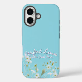 Funda iPhone 16 Perfect Love Casts Out Fear Light Blue Christian 