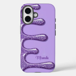 Funda iPhone 16 Perforaciones de Purpurina de lavanda para iPhone 