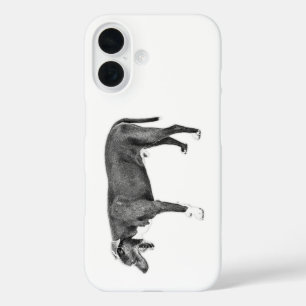 Funda iPhone 16 Perro con vista lateral mínima: Monocromo urbano