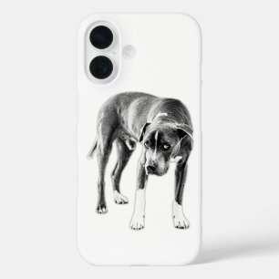 Funda iPhone 16 Perro de tinta urbana—Pitbull Mix Gaze