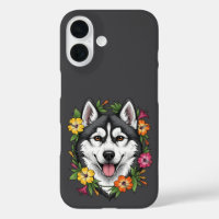Perro de Trineo Husky y Flores Coloridas de Mirabl
