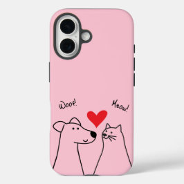 Funda iPhone 16 Perro, gato, amor