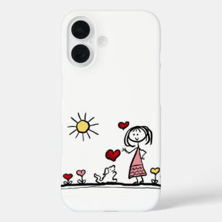 Funda iPhone 16 Perro lindo con una niña