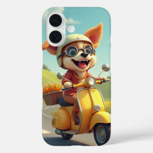 Funda iPhone 16 perro montando una moto