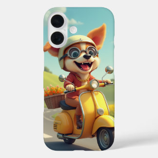 Funda iPhone 16 perro montando una moto
