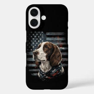 Funda iPhone 16 Perro Springer Spaniel Bandera Americana