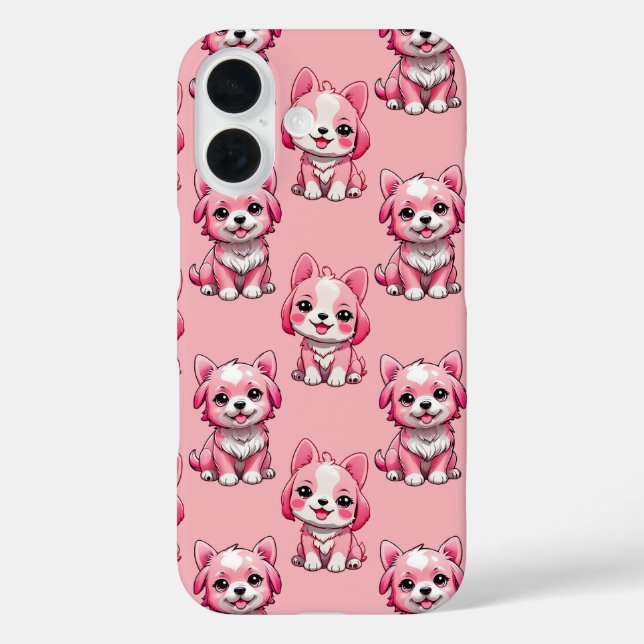 Funda iPhone 16 Perros rosados lindos (Reverso )