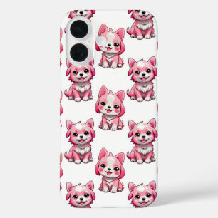 Funda iPhone 16 Perros rosados lindos - Blanco 