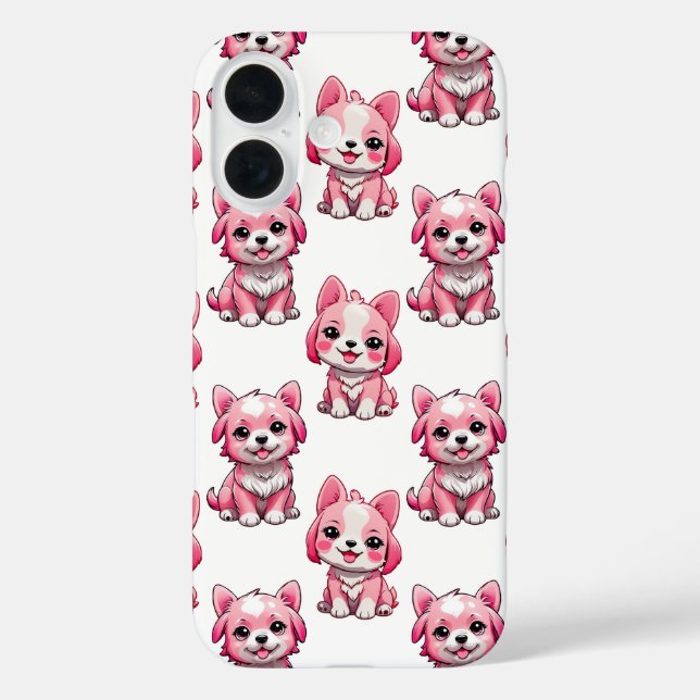 Funda iPhone 16 Perros rosados lindos - Blanco  (Reverso )