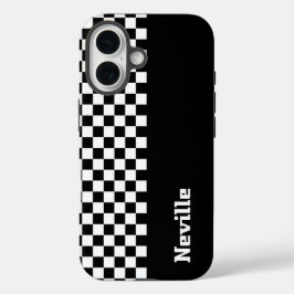 Funda iPhone 16 Personalised Two-Tone Checkerboard