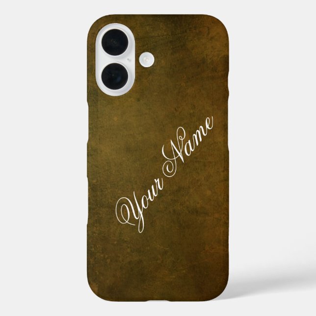 Funda iPhone 16 Personaliza Con Tu Nombre Rústico Brown (Reverso )