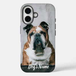 Funda iPhone 16 Personaliza tu foto y nombre de Bulldog