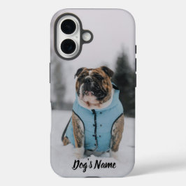 Funda iPhone 16 Personaliza tu foto y nombre de Bulldog