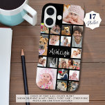 Funda iPhone 16 Personalizado 17 Collage de fotos tu color<br><div class="desc">Crea tu propio estuche de teléfono celular fotográfico a color personalizado y personalizado utilizando esta plantilla de collage de fotos con 17 imágenes de diferentes formas y tamaños para acomodar una variedad de imágenes y tu nombre, monograma u otro texto en tu elección de estilos de fuente (mostrado en una...</div>