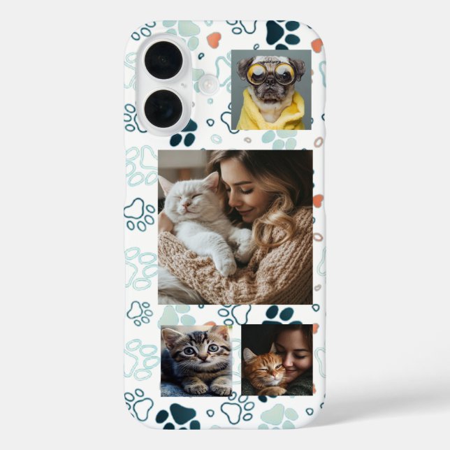 Funda iPhone 16 Personalizado 4 Ranuras de fotos y huellas digital (Reverso )