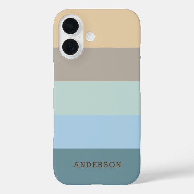 Funda iPhone 16 Personalizado -Blue Brown Sand Beige Turquoise (Reverso )