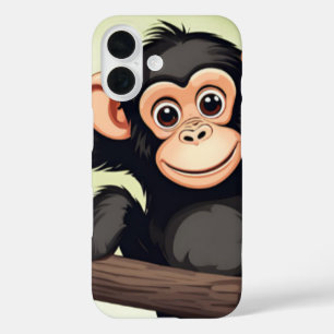 Funda iPhone 16 Personalizado chimpancé loco gracioso