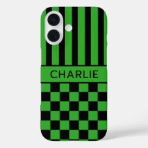 Personalizado con cuadros negros y verdes rayados