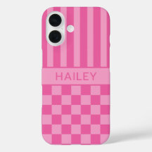 Personalizado con Cuadros Rosados y Rayas