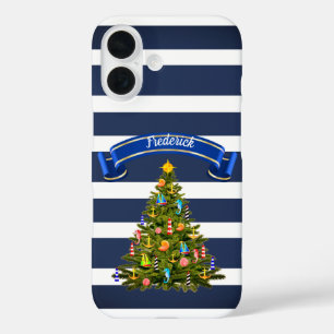 Funda iPhone 16 Personalizado de árbol de Navidad náutico