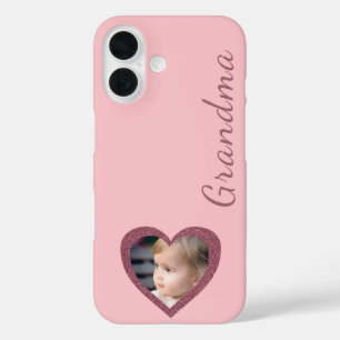 Funda iPhone 16 Personalizado de nietos de corazón rosado de la ab