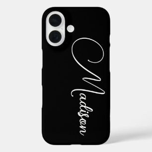 Funda iPhone 16 Personalizado de nombres de script minimalista neg