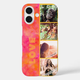 Funda iPhone 16 Personalizado de tinta color de agua rosa 4 amor p