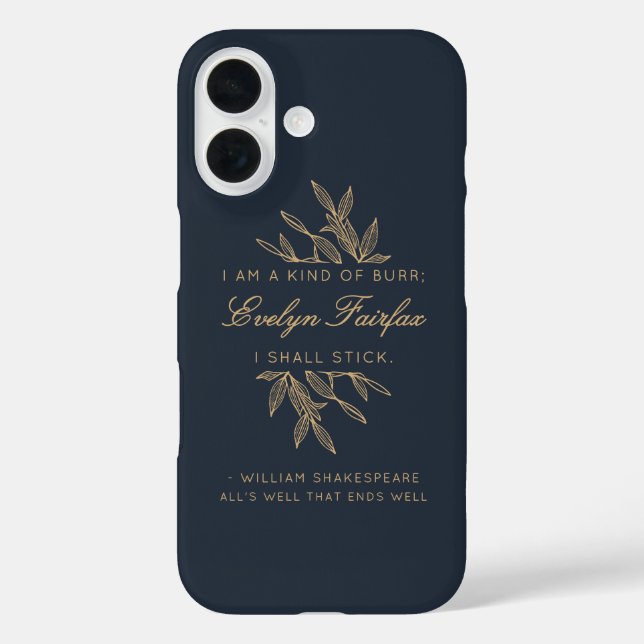 Funda iPhone 16 Personalizado Elegant Moderno Botanical Witty Cita (Reverso )