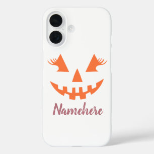 Funda iPhone 16 Personalizado Girly Jack O Lantern Pumpkin Hallowe
