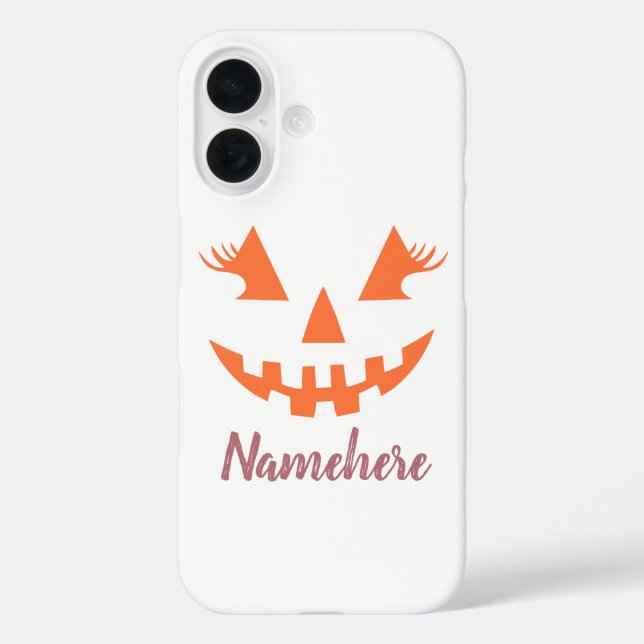 Funda iPhone 16 Personalizado Girly Jack O Lantern Pumpkin Hallowe (Reverso )