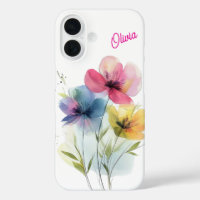 Personalizado Iphone 16 Estuche Watercolor Floral
