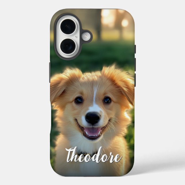 Funda iPhone 16 Personalizado Mascota Foto y nombre de perro (Reverso )